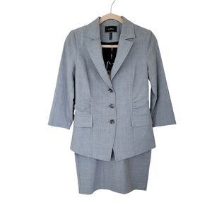 Le Chateau Y2K Light Gray Business Suit Blazer 3/4 Sleeve & Pencil Skirt